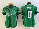 Women's Philadelphia Eagles #0 D'andre Swift Green With 3-Star C Patch Cool Base Stitched Baseball Jersey(Run Small),baseball caps,new era cap wholesale,wholesale hats